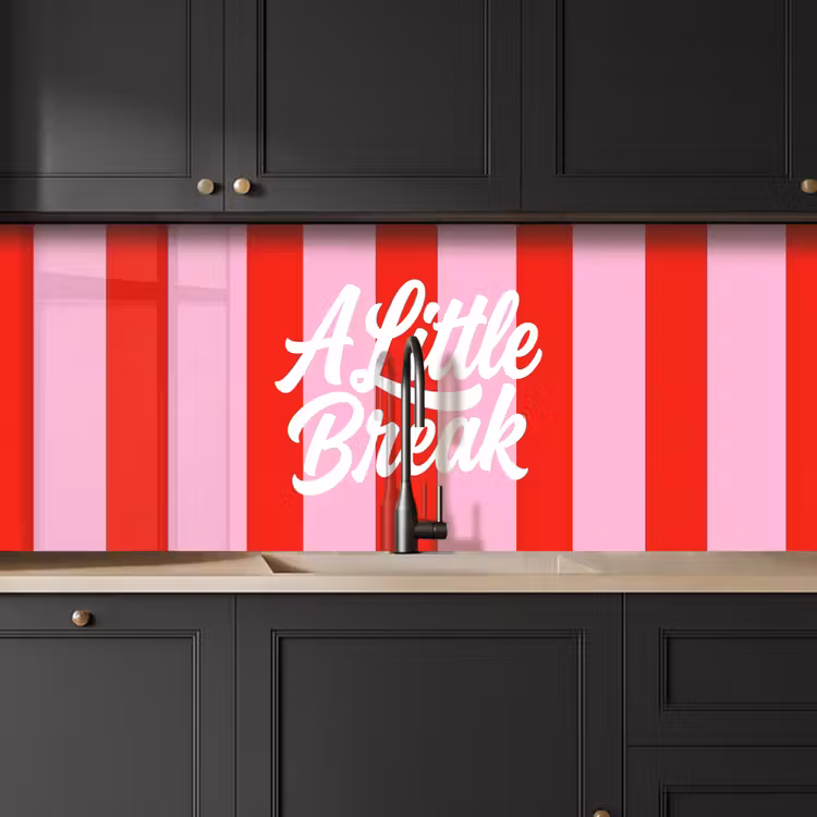 Schienale cucina - A Little Break - A righe - Rosso - Rosa — 6