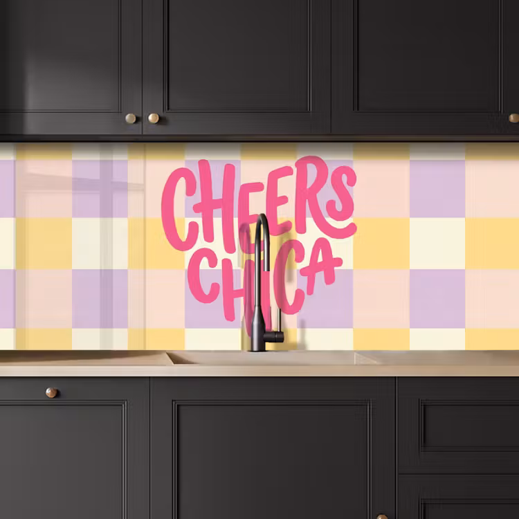 Schienale cucina - Cheers Chica - A quadretti - Lilla - Giallo — 6