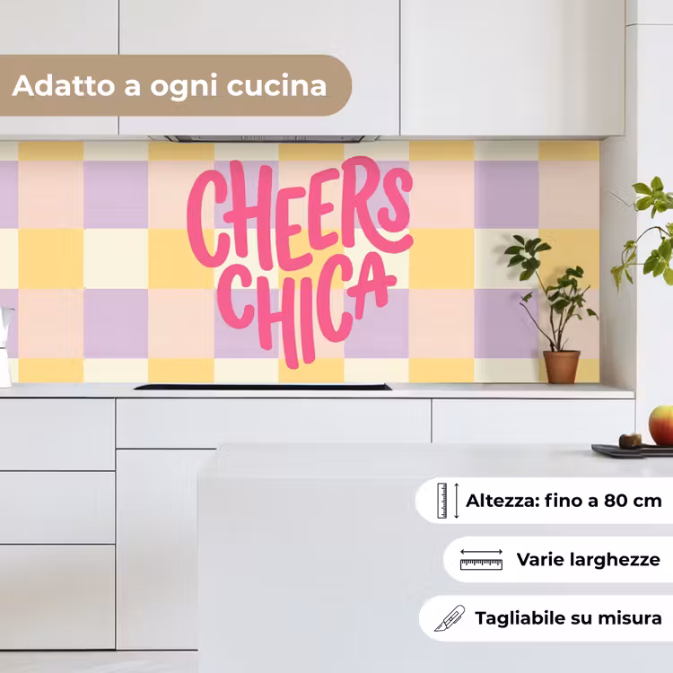 Schienale cucina - Cheers Chica - A quadretti - Lilla - Giallo — 7