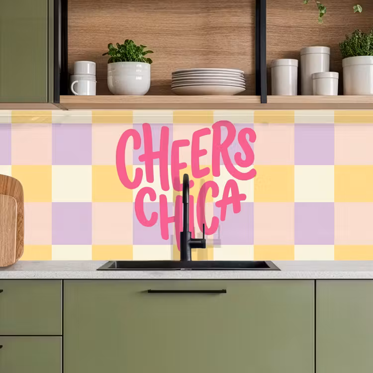 Schienale cucina - Cheers Chica - A quadretti - Lilla - Giallo — 8