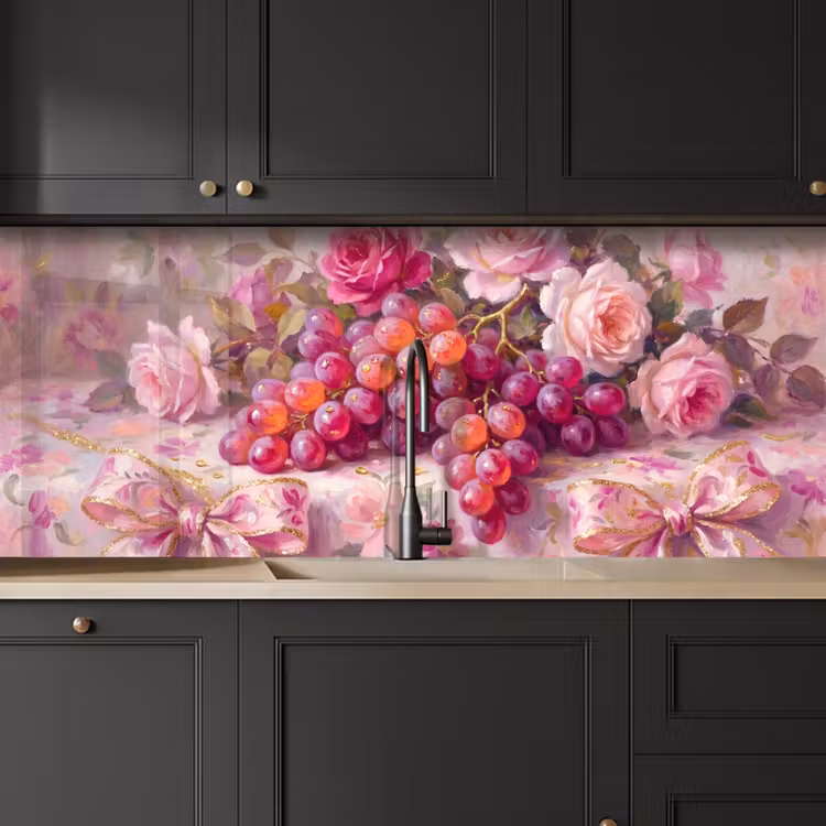 Schienale cucina - Cibo - Fiori - Natura morta - Rosa - Oro — 6