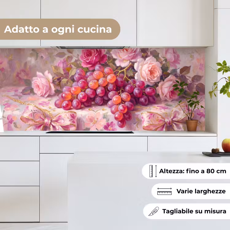 Schienale cucina - Cibo - Fiori - Natura morta - Rosa - Oro — 7