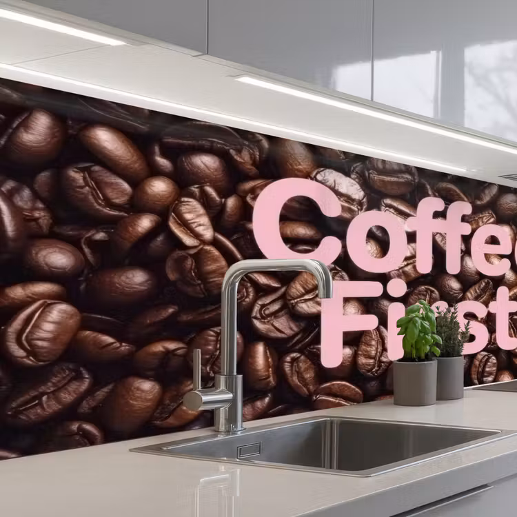 Schienale cucina - Coffee First - Chicchi di caffè - Rosa — 2