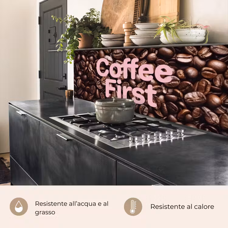Schienale cucina - Coffee First - Chicchi di caffè - Rosa — 5