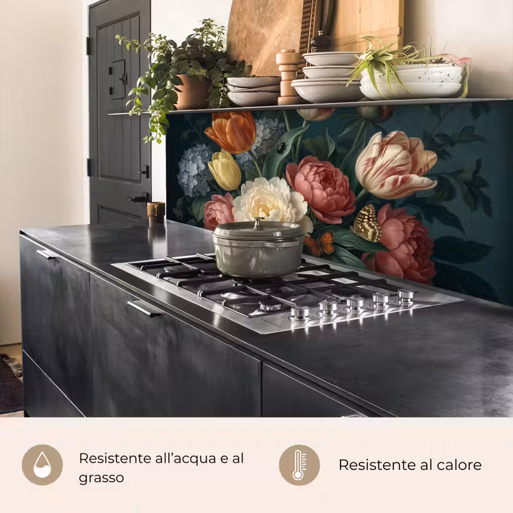 Schienale cucina - Fiori - Bouquet - Natura - Classico - Scuro — 5