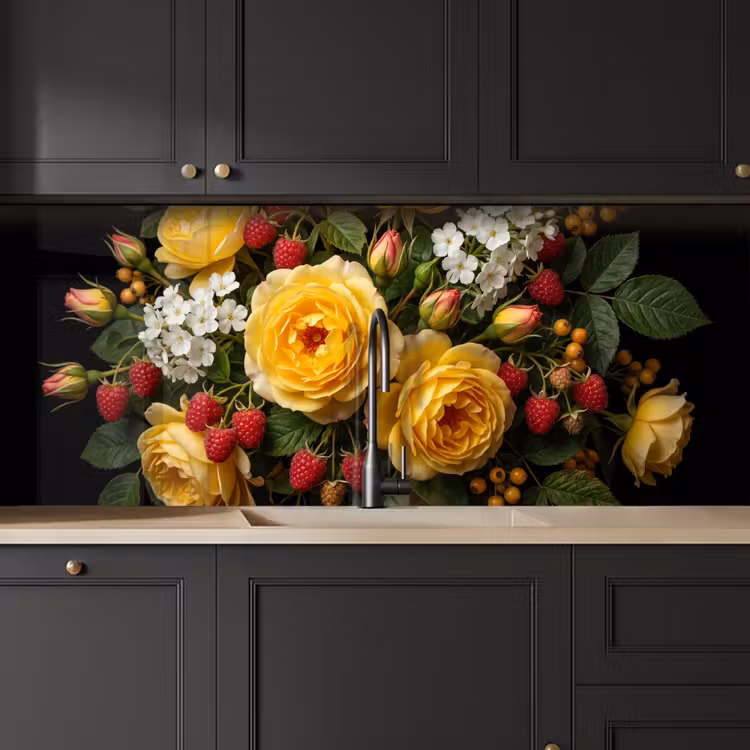 Schienale cucina - Fiori - Mazzo - Natura - Classico - Giallo — 6