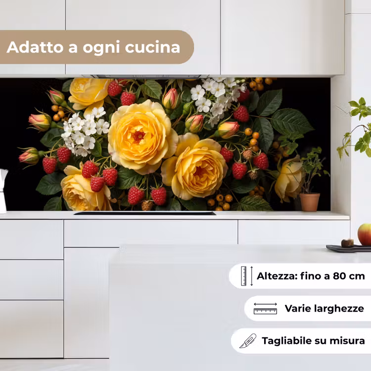 Schienale cucina - Fiori - Mazzo - Natura - Classico - Giallo — 7