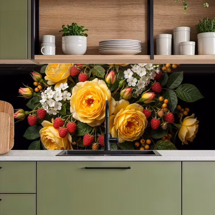Schienale cucina - Fiori - Mazzo - Natura - Classico - Giallo — 8