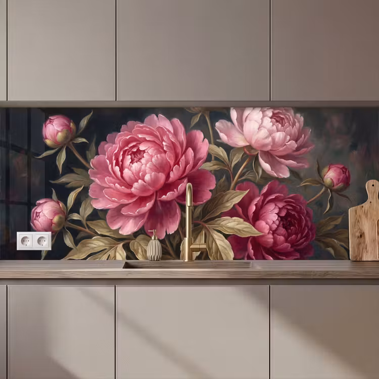 Schienale cucina - Fiori - Rosa - Classico - Natura — 1