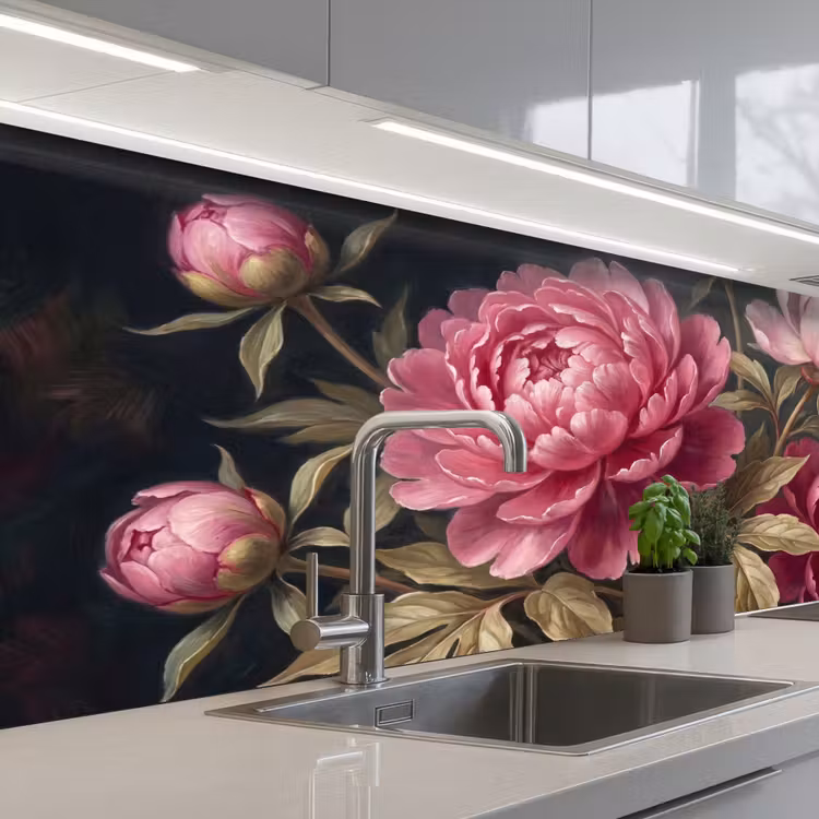 Schienale cucina - Fiori - Rosa - Classico - Natura — 2