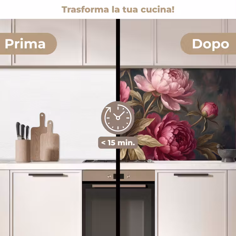 Schienale cucina - Fiori - Rosa - Classico - Natura — 3
