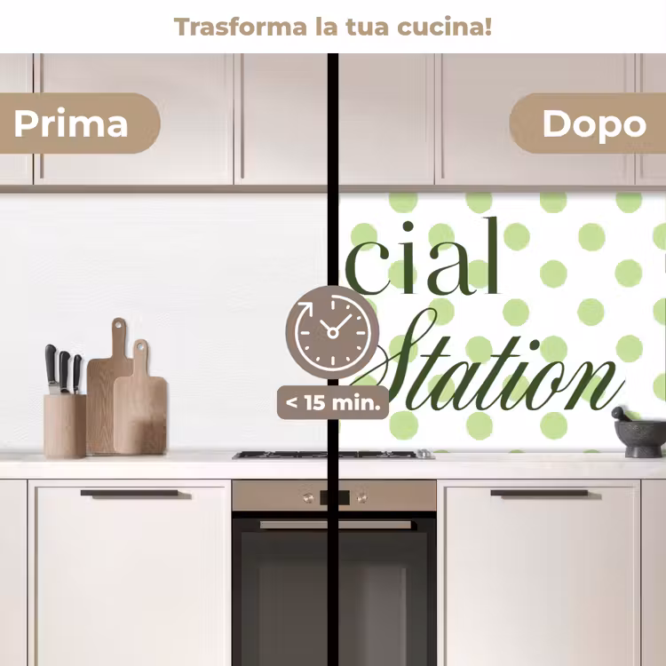 Schienale cucina - Snack Station - Verde - A pois — 3