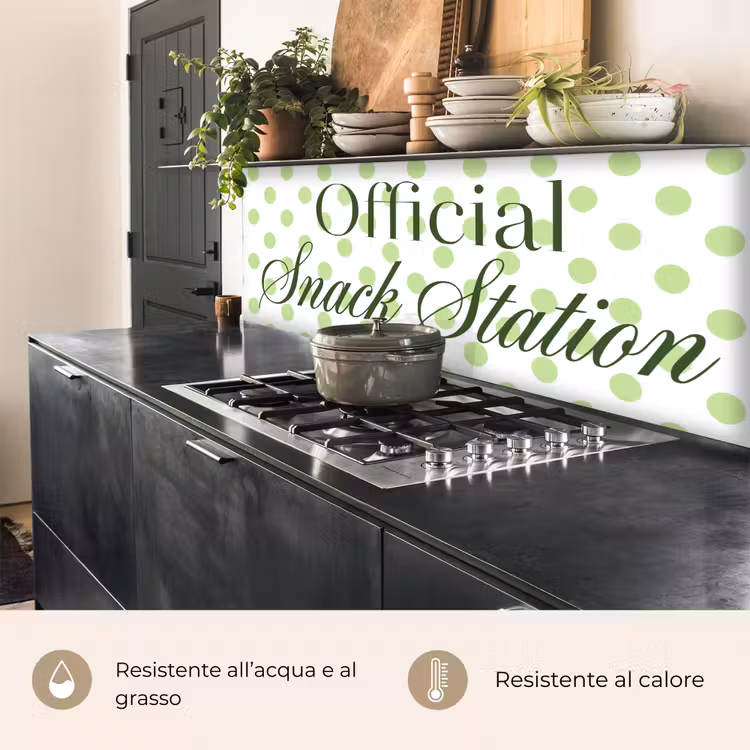 Schienale cucina - Snack Station - Verde - A pois — 5
