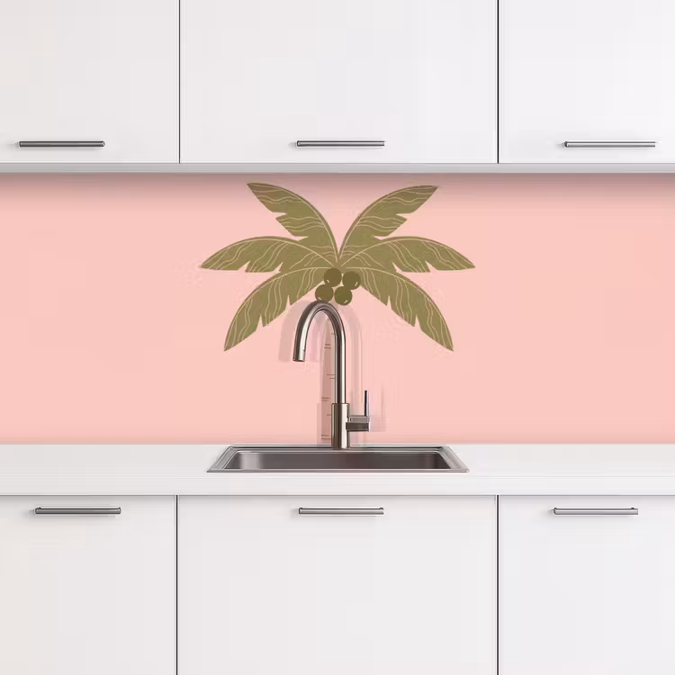 Schienale cucina - Albero - Palma - Natura - Illustrazione - Rosa — 4