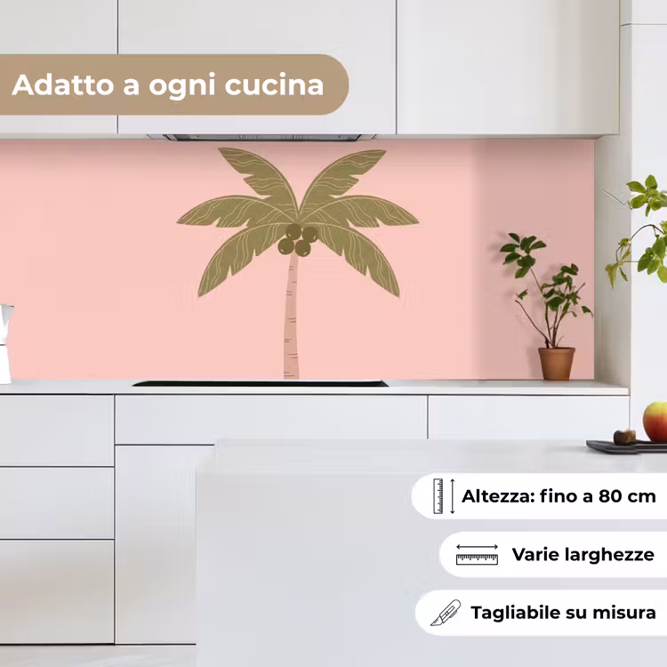 Schienale cucina - Albero - Palma - Natura - Illustrazione - Rosa — 7