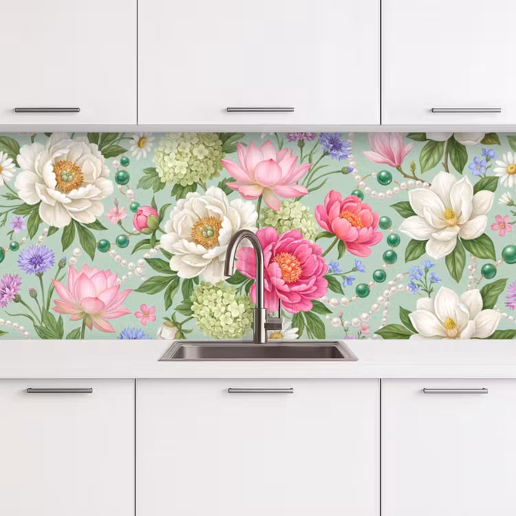 Schienale cucina - Fiori - Motivo - Botanico - Verde — 4