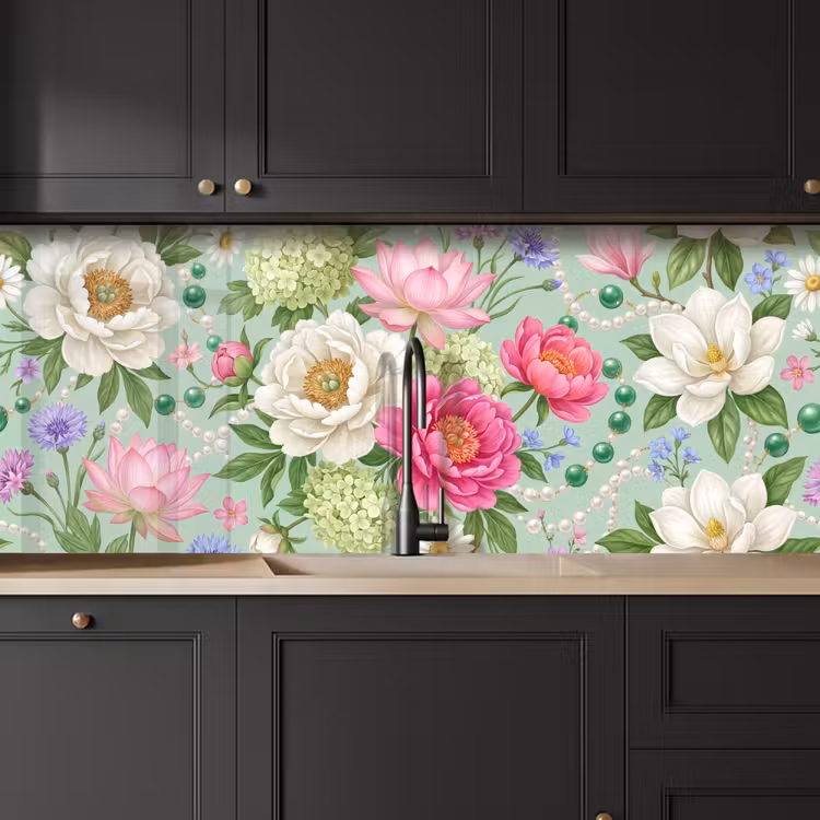 Schienale cucina - Fiori - Motivo - Botanico - Verde — 6