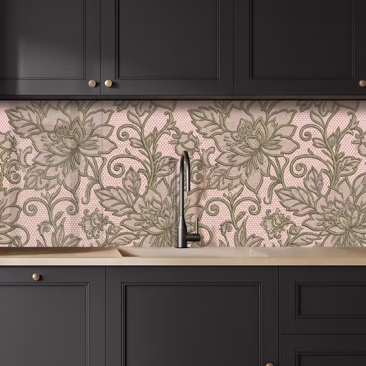Schienale cucina - Fiori - Pizzo - Motivo - Classico - Verde — 6