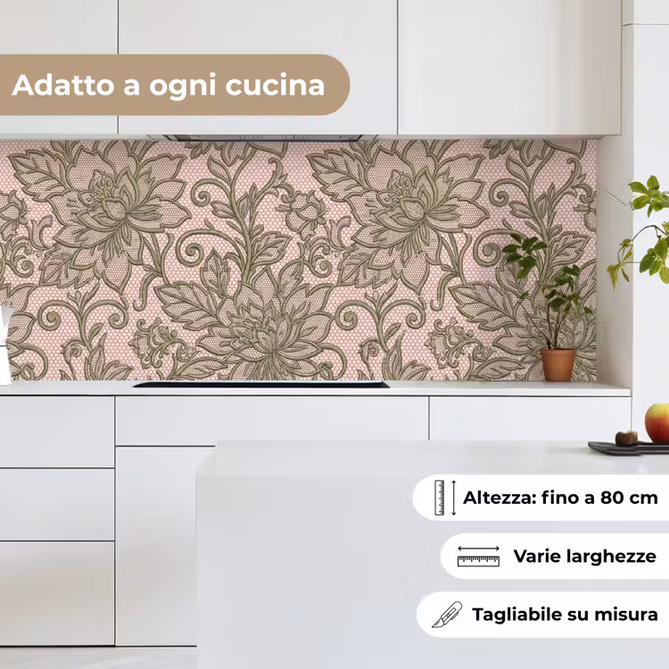 Schienale cucina - Fiori - Pizzo - Motivo - Classico - Verde — 7