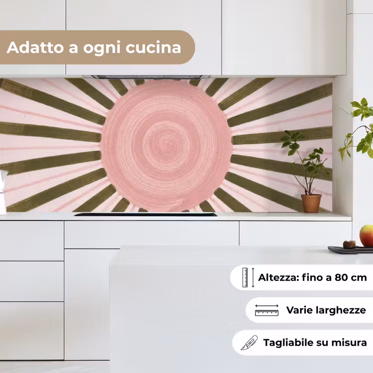 Schienale cucina - Motivo - Cerchio - Raggi - Astratto - Rosa — 7