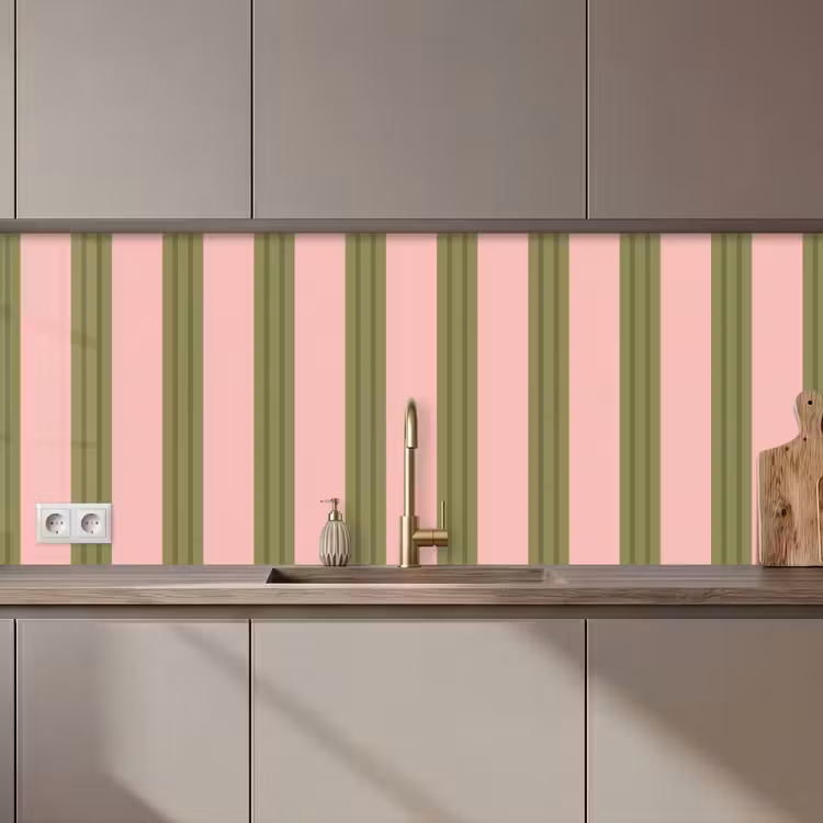 Schienale cucina - Motivo - Righe - Astratto - Rosa - Verde — 1