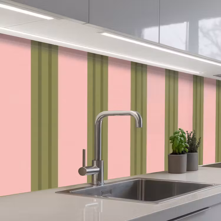 Schienale cucina - Motivo - Righe - Astratto - Rosa - Verde — 2