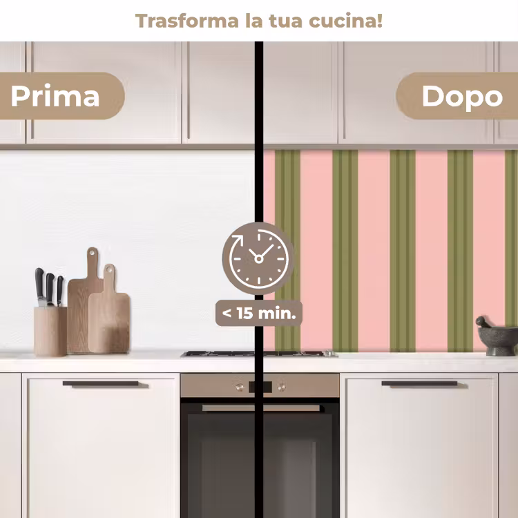 Schienale cucina - Motivo - Righe - Astratto - Rosa - Verde — 3