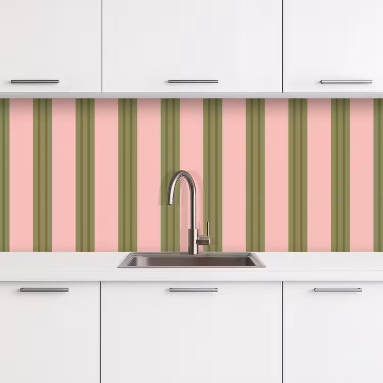 Schienale cucina - Motivo - Righe - Astratto - Rosa - Verde — 4
