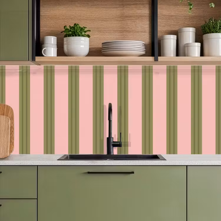 Schienale cucina - Motivo - Righe - Astratto - Rosa - Verde — 8