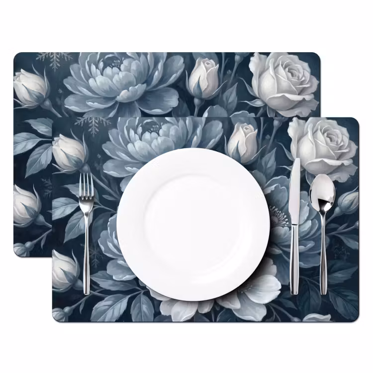 Tovaglietta – 6 pezzi - Fiori - Mazzo - Inverno - Astratto - Blu — 2