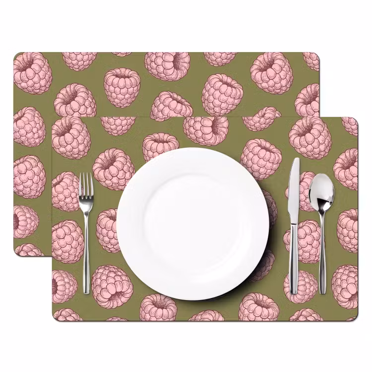 Tovaglietta – 6 pezzi - Cibo - Motivo - Illustrazione - Rosa - Verde — 2