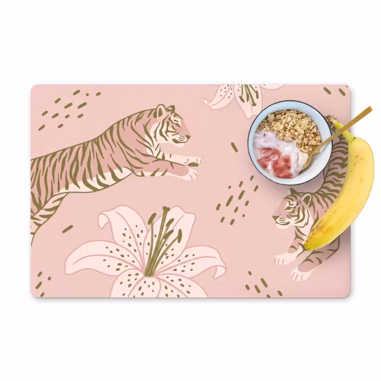 Tovaglietta – 6 pezzi - Gatto - Che salta - Fiori - Astratto - Rosa — 1