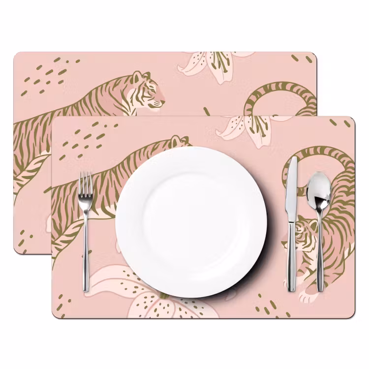 Tovaglietta – 6 pezzi - Gatto - Che salta - Fiori - Astratto - Rosa — 2