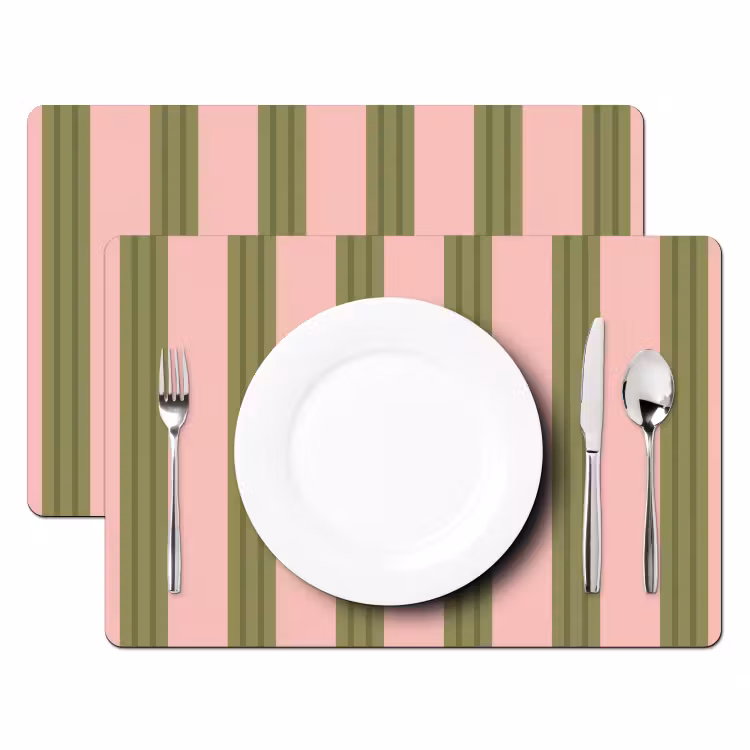 Tovaglietta – 6 pezzi - Motivo - Righe - Astratto - Rosa - Verde — 2