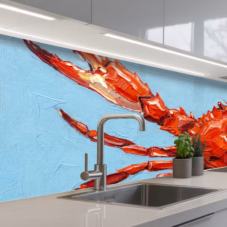 Schienale cucina - Granchio - Mare - Animali - Astratto - Rosso — 2