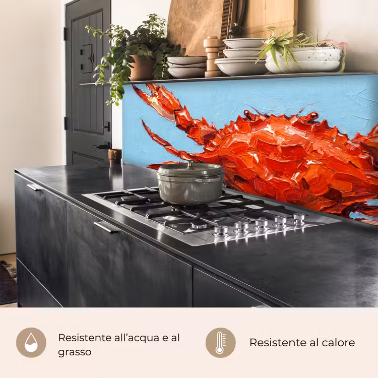 Schienale cucina - Granchio - Mare - Animali - Astratto - Rosso — 5