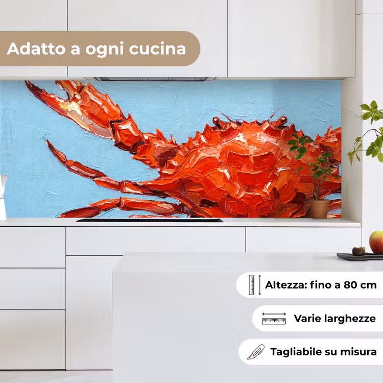 Schienale cucina - Granchio - Mare - Animali - Astratto - Rosso — 7