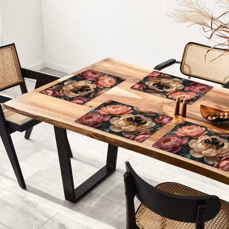 Tovaglietta – 6 pezzi - Fiori - Insetti - Natura - Rosa — 4