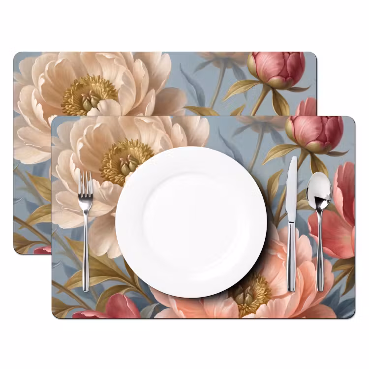 Tovaglietta – 6 pezzi - Fiori - Rosa - Beige - Moderno - Natura — 2