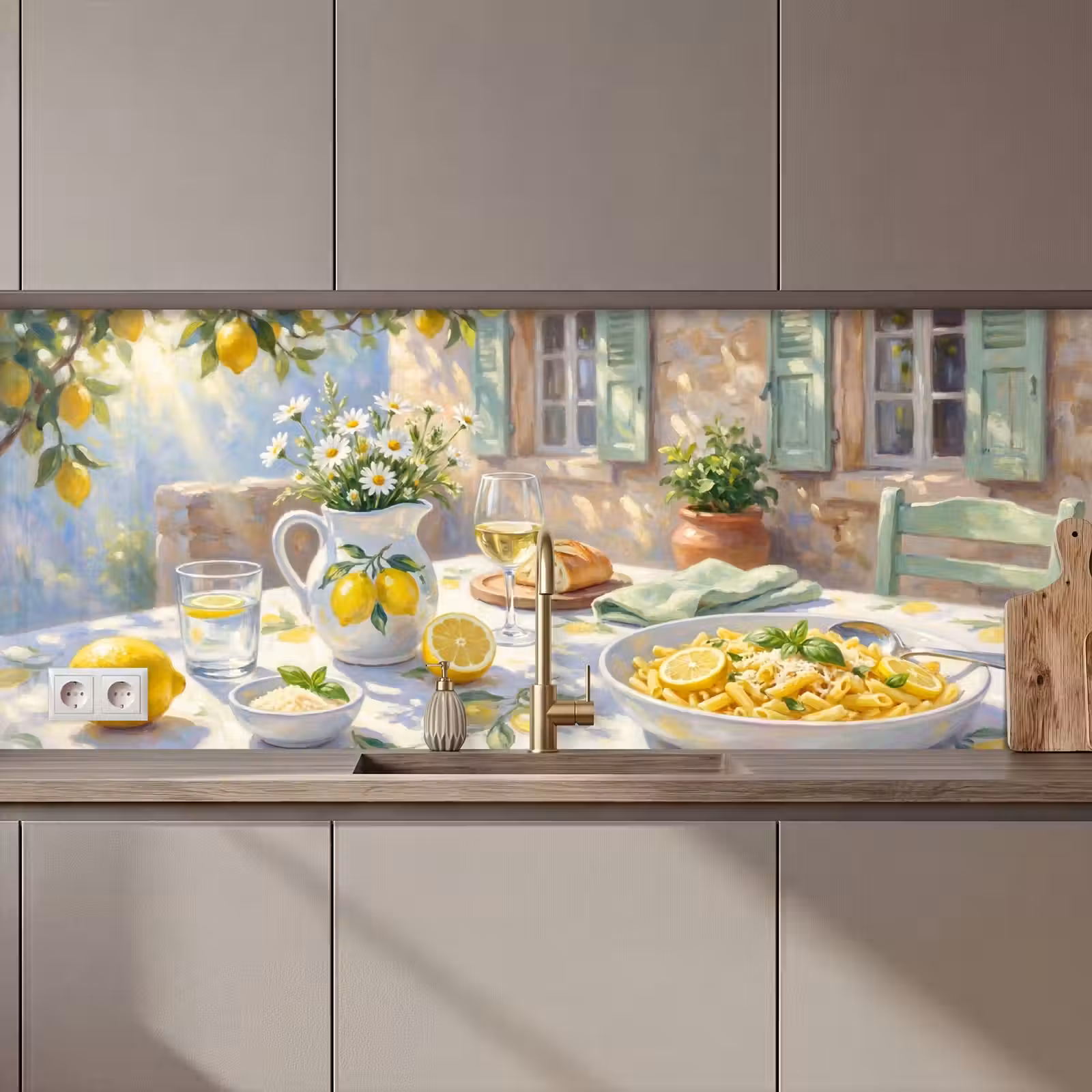 Schienale cucina - Cibo - Terrazza - Estate - Dipinto - Giallo — 1