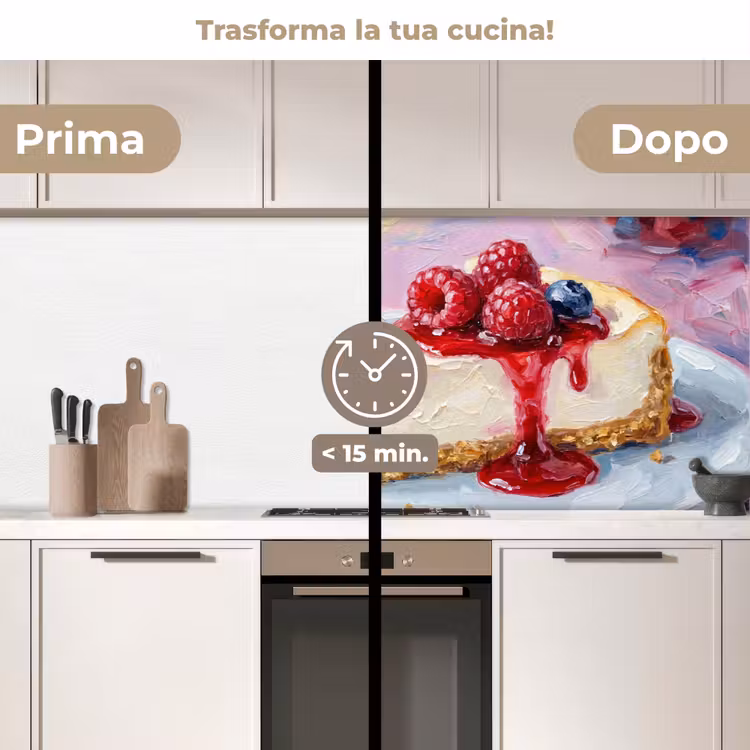 Schienale cucina - Cibo - Cheesecake - Frutti di bosco - Astratto - Rosa — 3