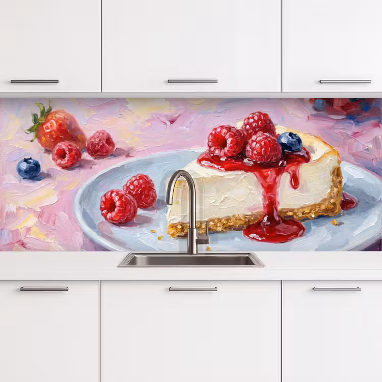 Schienale cucina - Cibo - Cheesecake - Frutti di bosco - Astratto - Rosa — 4