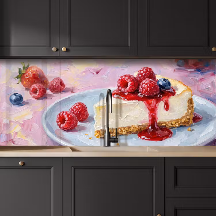 Schienale cucina - Cibo - Cheesecake - Frutti di bosco - Astratto - Rosa — 6