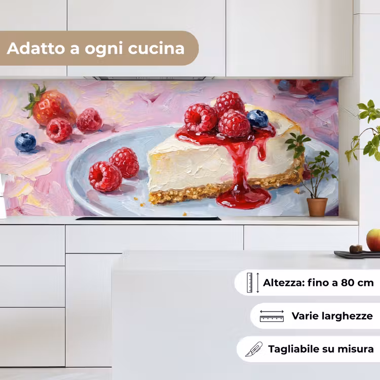 Schienale cucina - Cibo - Cheesecake - Frutti di bosco - Astratto - Rosa — 7