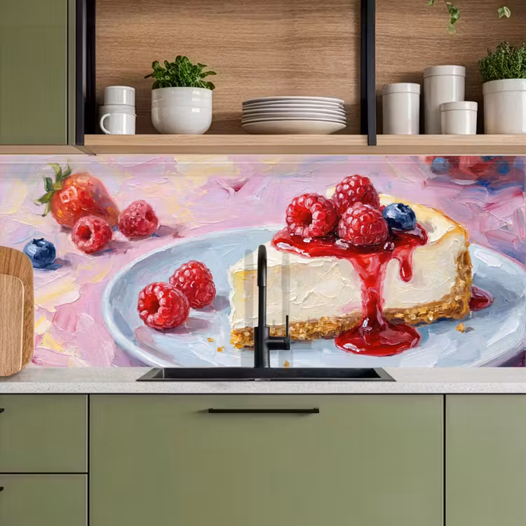 Schienale cucina - Cibo - Cheesecake - Frutti di bosco - Astratto - Rosa — 8