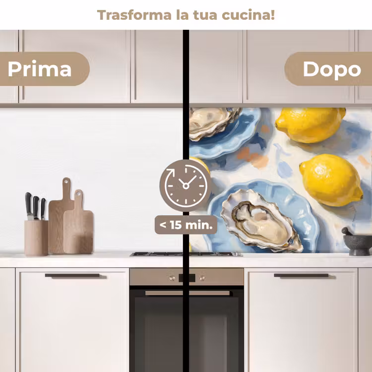 Schienale cucina - Cibo - Ostriche - Limoni - Moderno - Giallo — 3