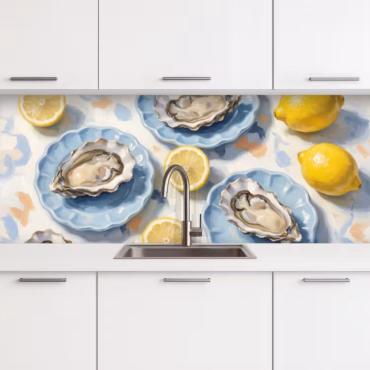 Schienale cucina - Cibo - Ostriche - Limoni - Moderno - Giallo — 4