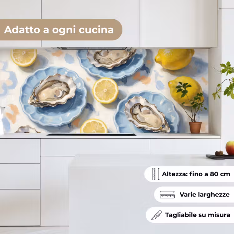 Schienale cucina - Cibo - Ostriche - Limoni - Moderno - Giallo — 7