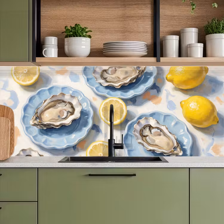 Schienale cucina - Cibo - Ostriche - Limoni - Moderno - Giallo — 8