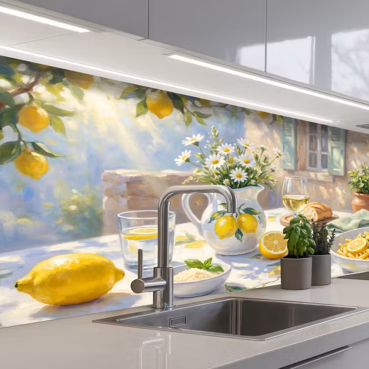 Schienale cucina - Cibo - Terrazza - Estate - Dipinto - Giallo — 2